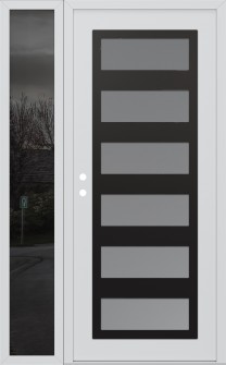 Diamond C9 48" x 80" white/white frosted Glass Panel black RHI with Sidelite mirrored Glass