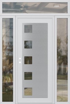 Diamond C5 68" x 96" white/white clear Glass Panel stainless steel RHI with 2 Sidelites and Transom clear Glass