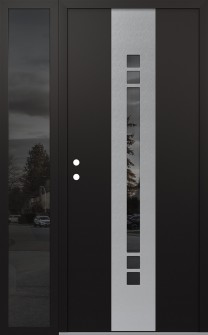 DIAMOND A4 48" X 80" BLACK/BLACK MIRRORED GLASS PANEL STAINLESS STEEL RHI WITH SIDELITE MIRRORED GLASS