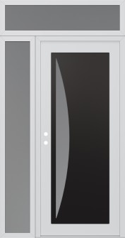 Diamond C13 48" x 96" white/white frosted Glass Panel black RHI with Sidelite and Transom frosted Glass