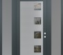 Modern Steel Front Door Diamond C5 64" x 96" anthracite/anthracite clear Glass Panel stainless steel LHI with 2 Sidelites and Transom frosted Glass