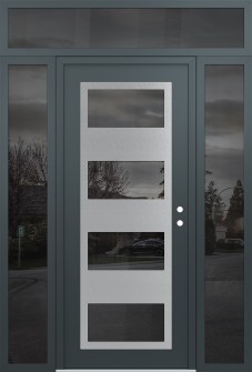 Diamond C2 60" x 96" anthracite/anthracite mirrored Glass Panel stainless steel LHI with 2 Sidelites and Transom mirrored Glass