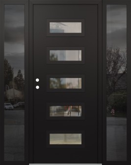 Diamond D1 68" x 80" black/black clear Glass Panel black RHI with 2 Sidelites mirrored Glass