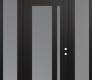 Modern Steel Front Door Diamond C15 60" x 96" black/white frosted Glass Panel black LHI with 2 Sidelites and Transom frosted Glass