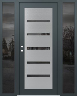 Diamond C7 68" x 80" anthracite/anthracite mirrored Glass Panel stainless steel RHI with 2 Sidelites mirrored Glass