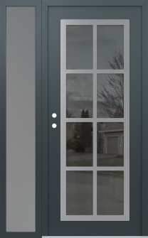 Diamond C16 48" x 80" anthracite/anthracite mirrored Glass Panel stainless steel RHI with Sidelite frosted Glass