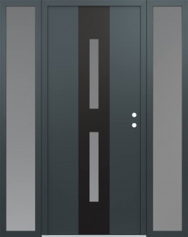 DIAMOND A6 68" X 80" ANTHRACITE/ANTHRACITE FROSTED GLASS PANEL BLACK LHI WITH 2 SIDELITES FROSTED GLASS