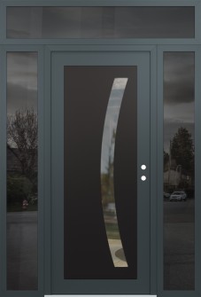 Diamond C4 68" x 96" anthracite/anthracite clear Glass Panel black LHI with 2 Sidelites and Transom mirrored Glass
