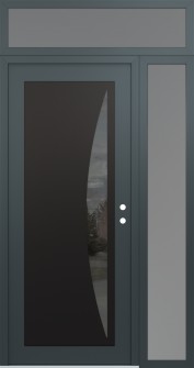 Diamond C13 52" x 96" anthracite/anthracite mirrored Glass Panel black LHI with Sidelite and Transom frosted Glass
