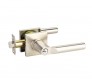EMTEK HANOVER LEVER WITH SQUARE ROSETTE SINGLE CYLINDER 5122 SATIN NICKEL US15 for Steel Front Doors