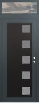 Diamond C5 36" x 96" anthracite/anthracite frosted Glass Panel black LHI with Transom clear Glass