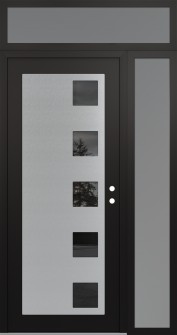 Diamond C5 48" x 96" black/black mirrored Glass Panel stainless steel LHI with Sidelite and Transom frosted Glass