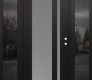 Modern Steel Front Door Diamond C15 64" x 80" black/white frosted Glass Panel black LHI with 2 Sidelites mirrored Glass