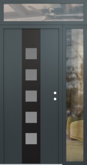 DIAMOND A13 48" X 96" ANTHRACITE/ANTHRACITE FROSTED GLASS PANEL BLACK LHI WITH SIDELITE AND TRANSOM CLEAR GLASS