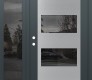 Modern Steel Front Door Diamond C2 48" x 80" anthracite/anthracite mirrored Glass Panel stainless steel RHI with Sidelite mirrored Glass