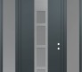 Modern Steel Front Door DIAMOND A10 60" X 96" ANTHRACITE/ANTHRACITE FROSTED GLASS PANEL STAINLESS STEEL LHI WITH 2 SIDELITES AND TRANSOM FROSTED GLASS