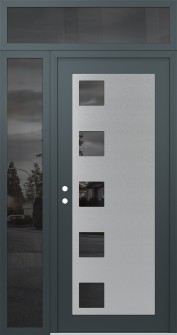 Diamond C5 50" x 96" anthracite/anthracite mirrored Glass Panel stainless steel RHI with Sidelite and Transom mirrored Glass
