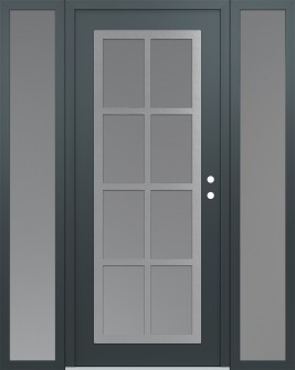 Diamond C16 64" x 80" anthracite/anthracite frosted Glass Panel stainless steel LHI with 2 Sidelites frosted Glass