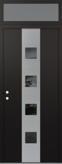 DIAMOND A12 36" X 96" BLACK/BLACK MIRRORED GLASS PANEL STAINLESS STEEL RHI WITH TRANSOM FROSTED GLASS