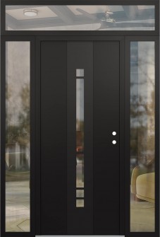 DIAMOND A3 60" X 96" BLACK/BLACK CLEAR GLASS PANEL BLACK LHI WITH 2 SIDELITES AND TRANSOM CLEAR GLASS