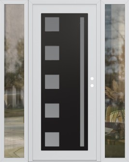 Diamond C3 60" x 80" white/white frosted Glass Panel black LHI with 2 Sidelites clear Glass