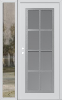 Diamond C16 52" x 80" white/white frosted Glass Panel stainless steel RHI with Sidelite clear Glass