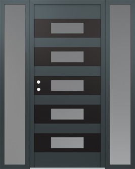 Diamond D5 68" x 80" anthracite/anthracite frosted Glass Panel black RHI with 2 Sidelites frosted Glass