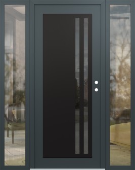 Diamond C6 60" x 80" anthracite/anthracite mirrored Glass Panel black LHI with 2 Sidelites clear Glass