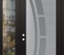 Modern Steel Front Door Diamond C12 52" x 96" black/white frosted Glass Panel stainless steel RHI with Sidelite and Transom clear Glass