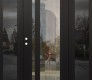 Modern Steel Front Door Diamond C15 68" x 80" black/black clear Glass Panel black RHI with 2 Sidelites mirrored Glass
