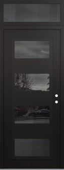 Diamond C2 36" x 96" black/black mirrored Glass Panel black LHI with Transom mirrored Glass