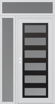 Diamond C9 52" x 96" white/white frosted Glass Panel black RHI with Sidelite and Transom frosted Glass