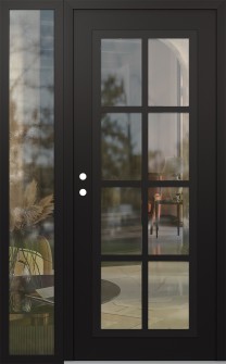 Diamond C16 50" x 80" black/black clear Glass Panel black RHI with Sidelite clear Glass