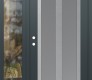 Modern Steel Front Door Diamond C14 50" x 80" anthracite/anthracite frosted Glass Panel stainless steel RHI with Sidelite clear Glass