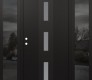 Modern Steel Front Door DIAMOND A7 60" X 80" BLACK/WHITE FROSTED GLASS PANEL BLACK RHI WITH 2 SIDELITES MIRRORED GLASS