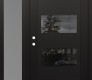 Modern Steel Front Door Diamond C2 52" x 80" black/black mirrored Glass Panel black RHI with Sidelite frosted Glass