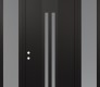 Modern Steel Front Door DIAMOND A8 64" X 96" BLACK/WHITE FROSTED GLASS PANEL BLACK RHI WITH 2 SIDELITES AND TRANSOM FROSTED GLASS