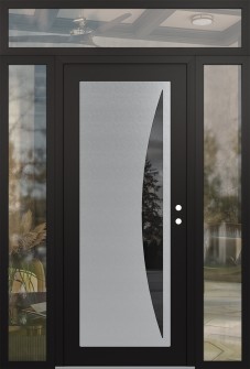 Diamond C13 60" x 96" black/black mirrored Glass Panel stainless steel LHI with 2 Sidelites and Transom clear Glass