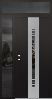 DIAMOND A5 50" X 96" BLACK/BLACK MIRRORED GLASS PANEL STAINLESS STEEL RHI WITH SIDELITE AND TRANSOM MIRRORED GLASS