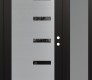 Modern Steel Front Door Diamond C8 48" x 80" black/black mirrored Glass Panel stainless steel LHI with Sidelite frosted Glass