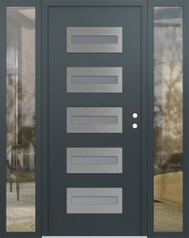 Diamond D4 60" x 80" anthracite/anthracite frosted Glass Panel stainless steel LHI with 2 Sidelites clear Glass