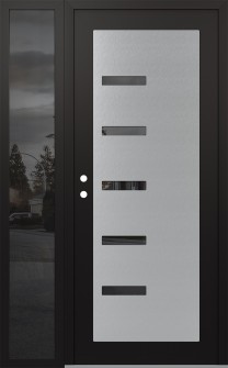 Diamond C8 48" x 80" black/black mirrored Glass Panel stainless steel RHI with Sidelite mirrored Glass