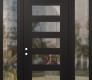 Modern Steel Front Door Diamond C9 60" x 96" black/black clear Glass Panel black RHI with 2 Sidelites and Transom clear Glass