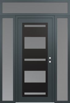 Diamond C10 68" x 96" anthracite/anthracite frosted Glass Panel black LHI with 2 Sidelites and Transom frosted Glass