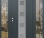 Modern Steel Front Door DIAMOND A12 60" X 80" ANTHRACITE/ANTHRACITE FROSTED GLASS PANEL STAINLESS STEEL RHI WITH 2 SIDELITES CLEAR GLASS