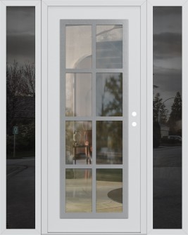 Diamond C16 60" x 80" white/white clear Glass Panel stainless steel LHI with 2 Sidelites mirrored Glass