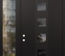 Modern Steel Front Door DIAMOND A13 50" X 96" BLACK/BLACK MIRRORED GLASS PANEL BLACK RHI WITH SIDELITE AND TRANSOM CLEAR GLASS