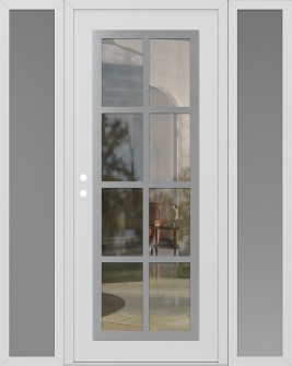 Diamond C16 64" x 80" white/white clear Glass Panel stainless steel RHI with 2 Sidelites frosted Glass