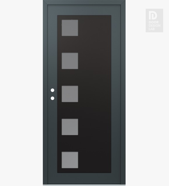 Modern Steel Front Door Diamond C5 36" x 80" anthracite/anthracite frosted Glass Panel black RHI