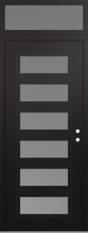 Diamond C9 36" x 96" black/white frosted Glass Panel black LHI with Transom frosted Glass